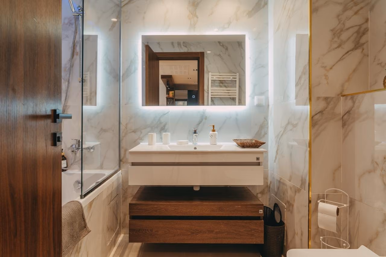Marble bathroom vanity