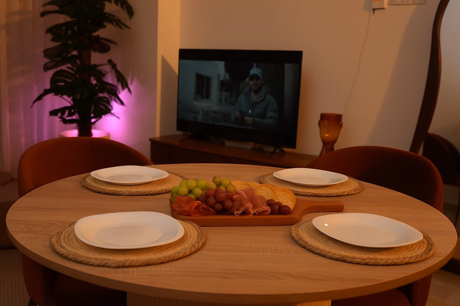 Dining area in the evening